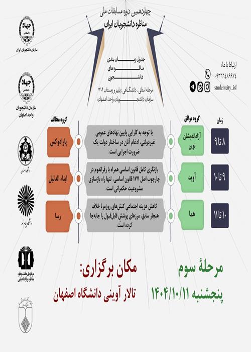 مرحله سوم مسابقات مناظرۀ دانشجویان ایران در اصفهان
