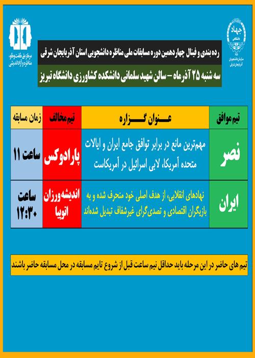 مراسم اختتامیه مناظرات آذبرایجان شرقی 