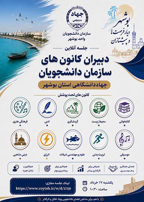 جلسه آنلاین دبیران کانون های سامان دانشجویان جهاددانشگاهی استان بوشهر