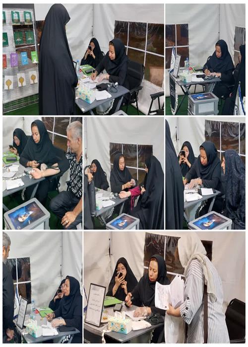 فعالیت  واحد غربالگری و تست قند و فشار خون موکب و کمپین فرهنگی منتظران منجی جهاددانشگاهی استان سمنان _سه شنبه    9تیرماه1405